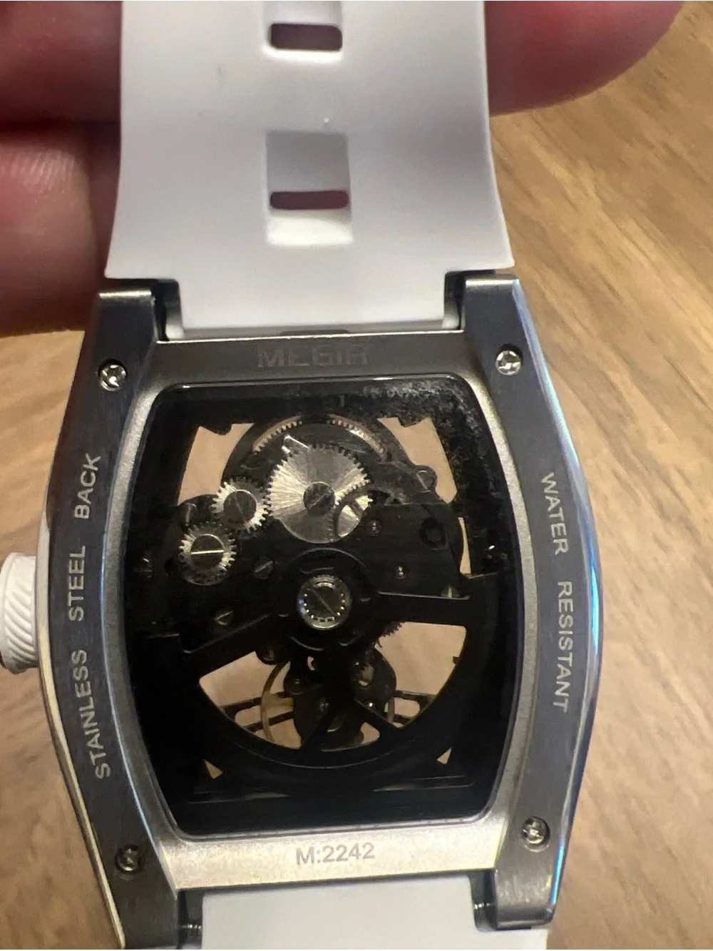 White Men's Skeleton Sport Watch